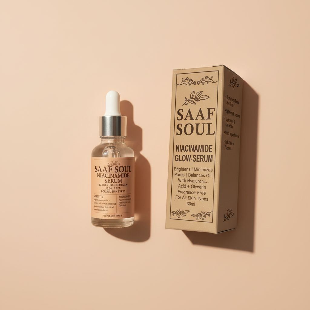 Niacinamide 10% serum flat lay overhead view